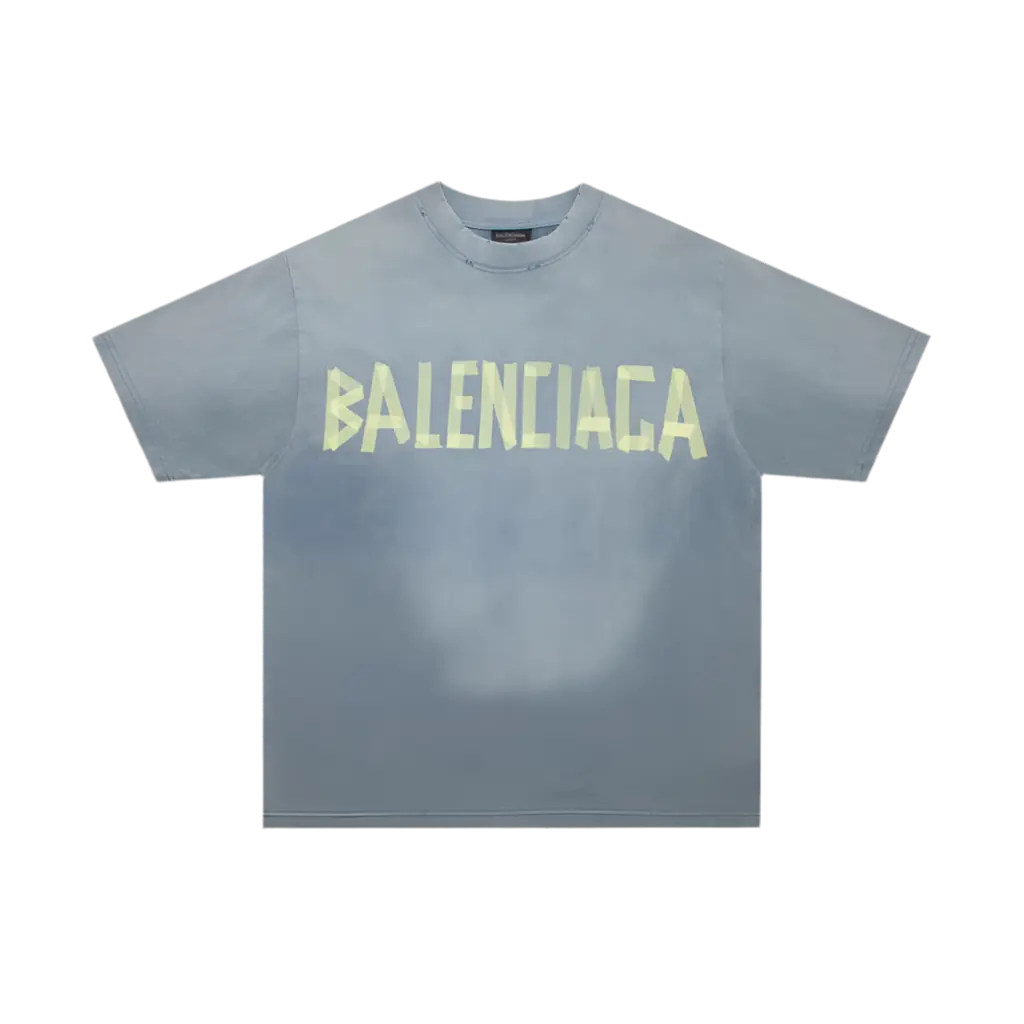 BALENCIAGA TAPE TYPE SKY BLUE FADED TEE